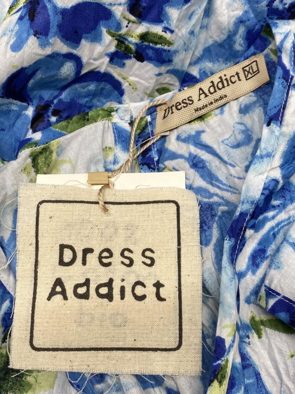 NWT Dress Addict Joba Blue Floral A-Line Midi Dress Size L XL - Picture 8 of 8